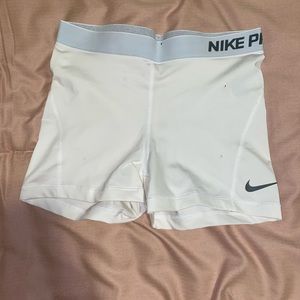 White Nike pro shorts
